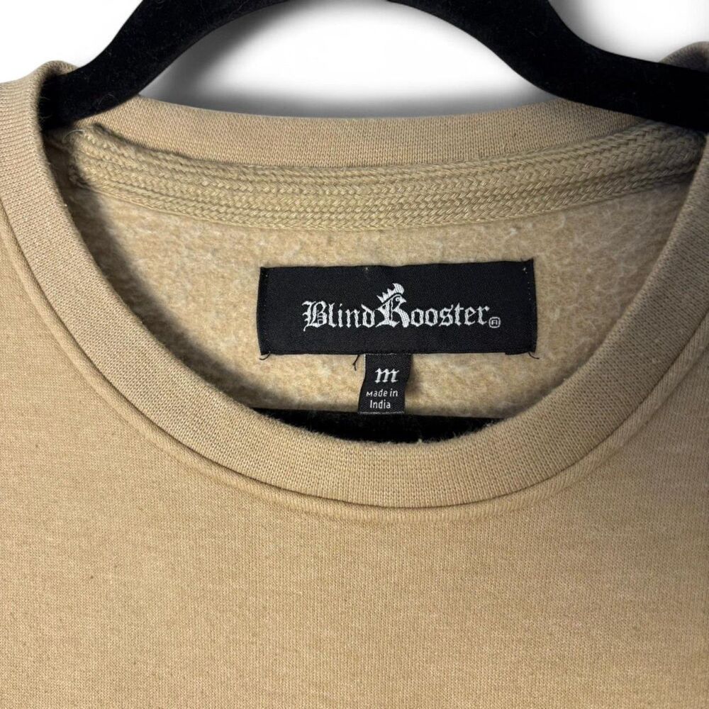 Blind Rooster by Ravelheart Embroidered Sweatshirt --Pale Khaki / Mushroom sz M - Picture 8 of 11